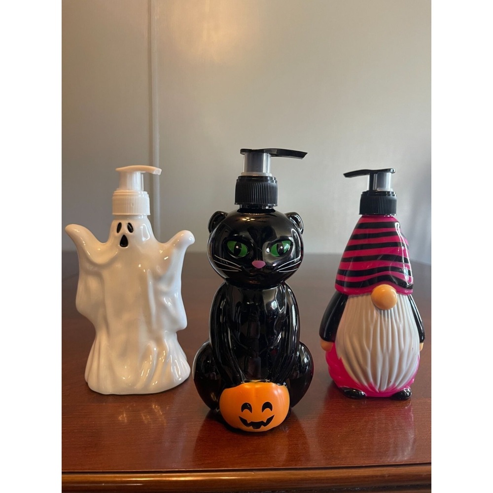 Maison De Base Bewitching Hand Soap Set Of 3: Ghost Black Cat & Vampire Gnome